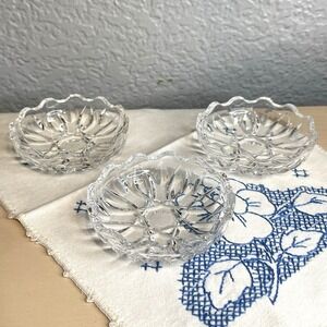 Vintage Royal Crystal Rock Lead Crystal Open Salt Cellars Trinket Dish Set Italy